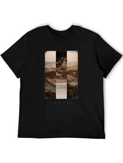 Travel Landscape Print Black T-Shirt
