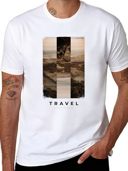 Travel Landscape Print Black T-Shirt