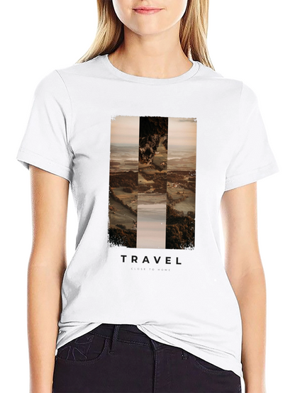 Travel Landscape Print Black T-Shirt