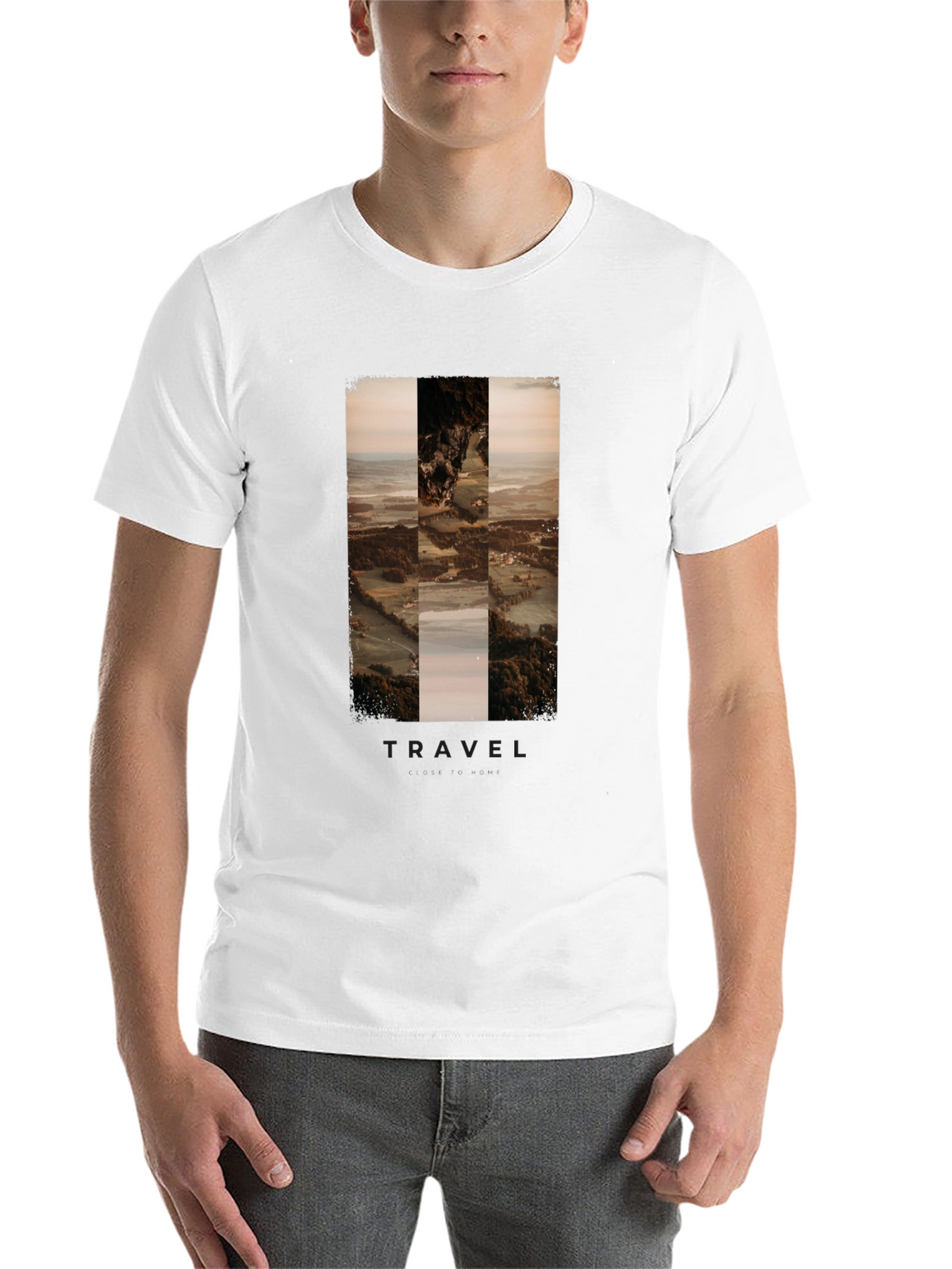Travel Landscape Print Black T-Shirt