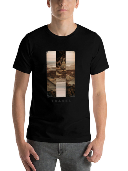 Travel Landscape Print Black T-Shirt