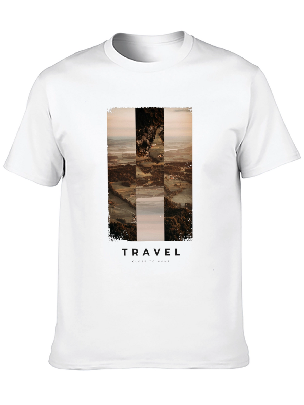 Travel Landscape Print Black T-Shirt