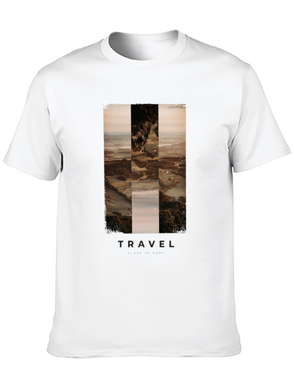Travel Landscape Print Black T-Shirt