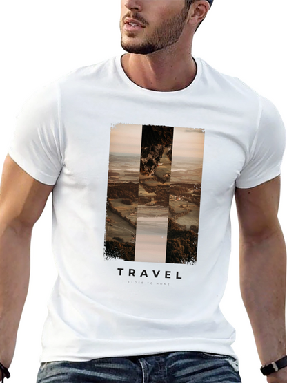 Travel Landscape Print Black T-Shirt