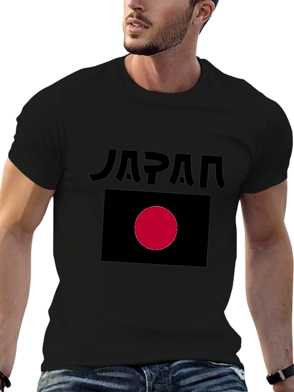 Japan Flag Graphic Black T-Shirt