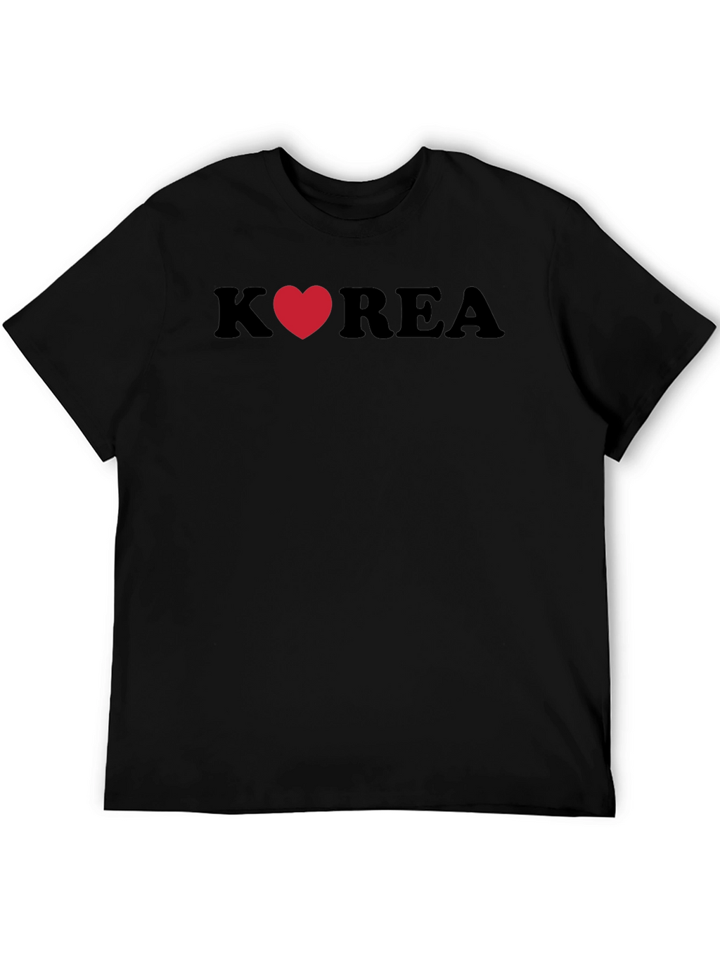 Korea Heart Graphic Tee - Stylish Black T-Shirt
