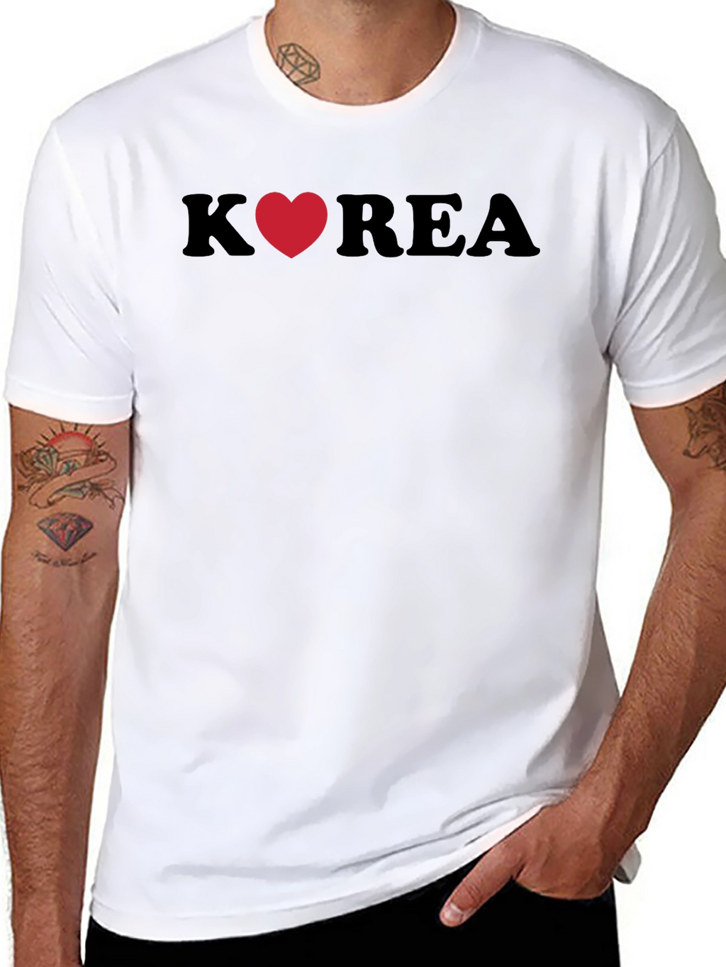 Korea Heart Graphic Tee - Stylish Black T-Shirt