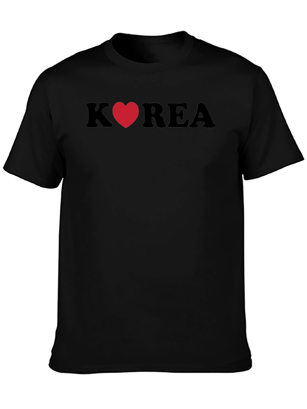 Korea Heart Graphic Tee - Stylish Black T-Shirt