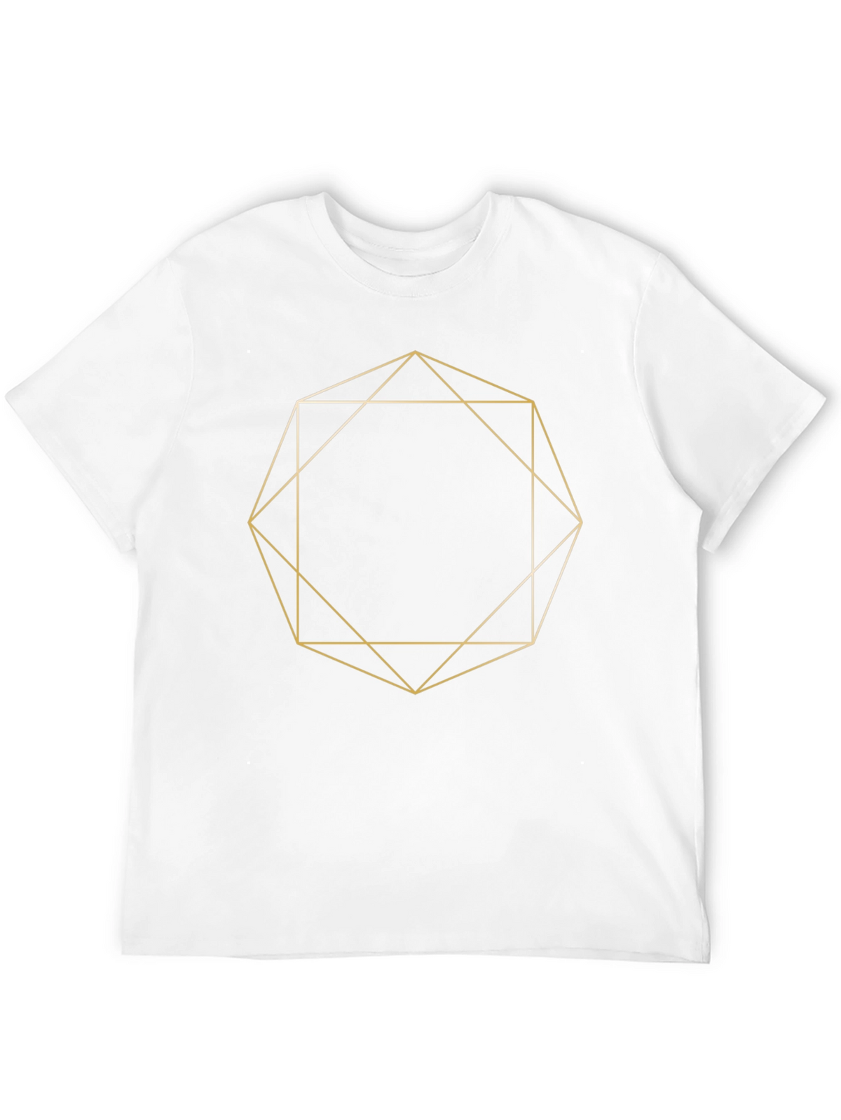 Geometric Gold Line Art Black T-Shirt