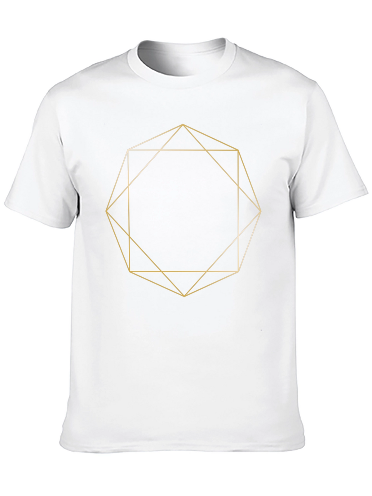 Geometric Gold Line Art Black T-Shirt