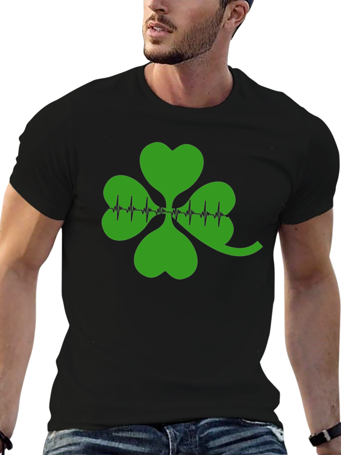 St. Patricks Day Shamrock Heartbeat T-Shirt