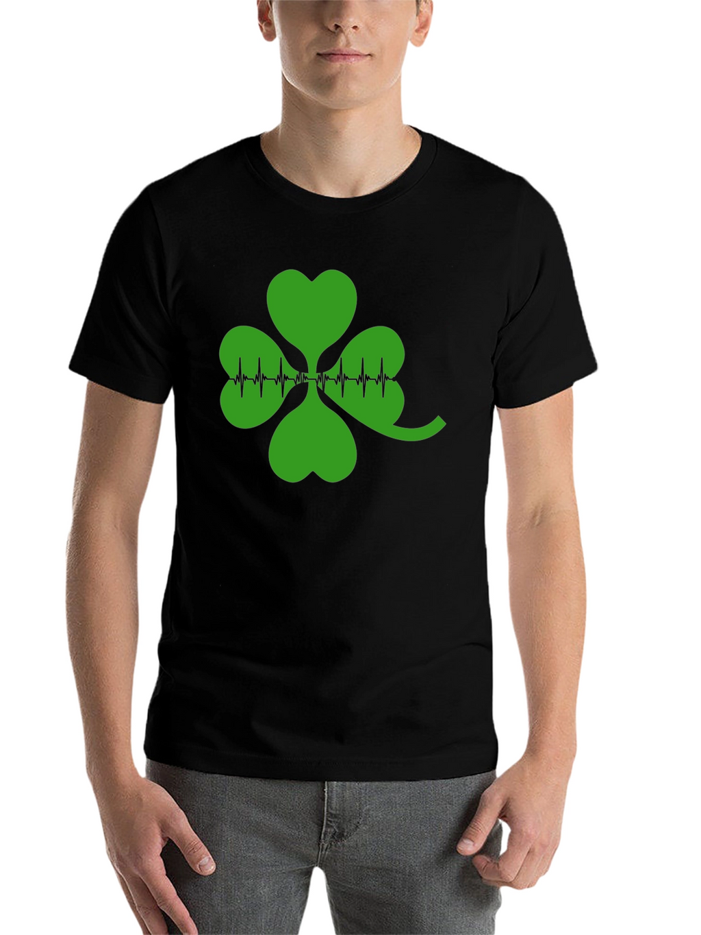 St. Patricks Day Shamrock Heartbeat T-Shirt