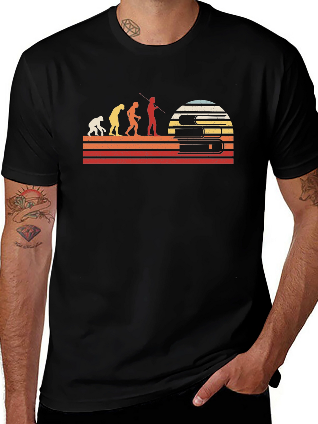 Evolution of Reader T-Shirt - Black Retro Design