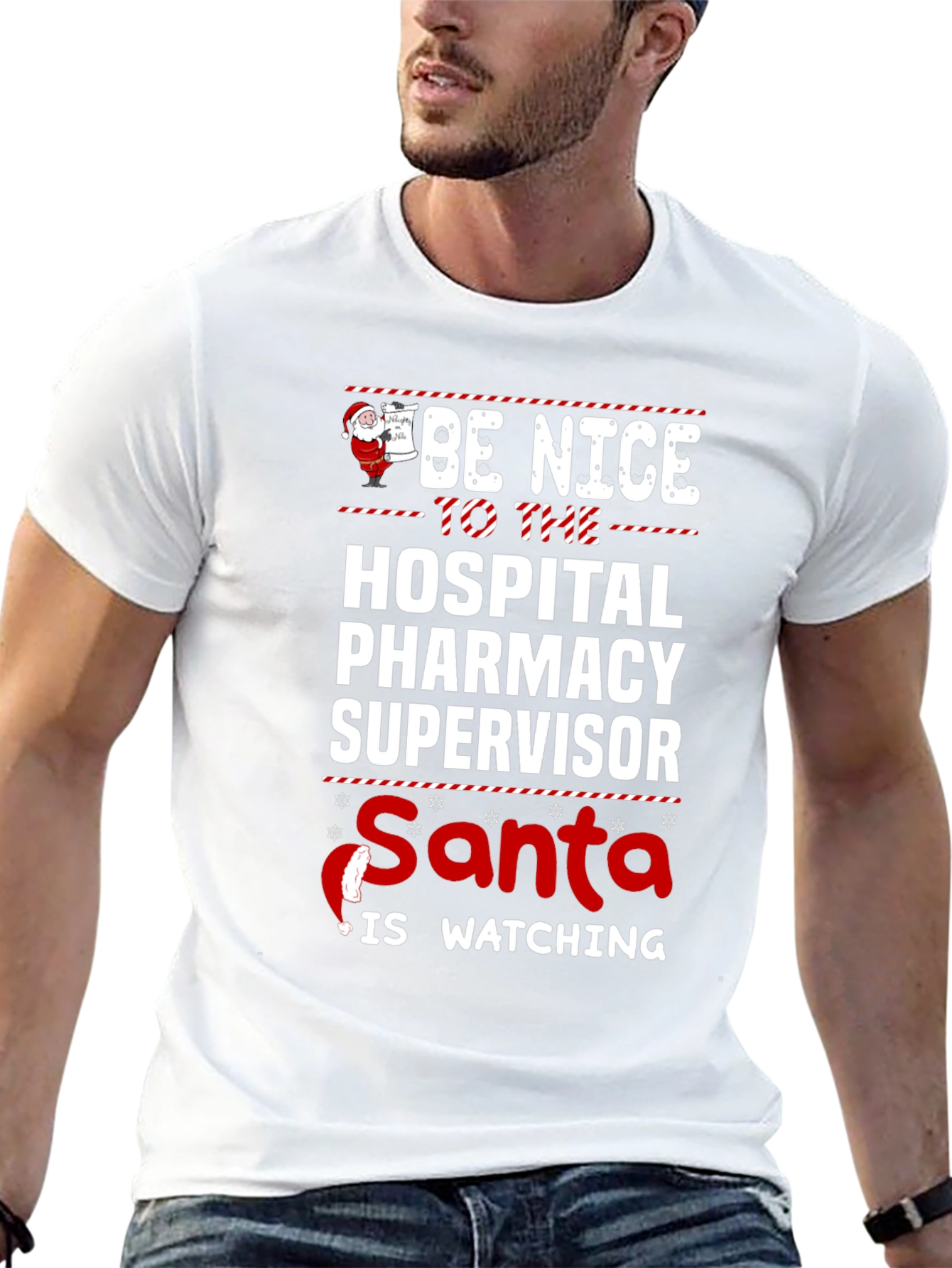 Hospital Pharmacy Supervisor Santa Holiday T-Shirt