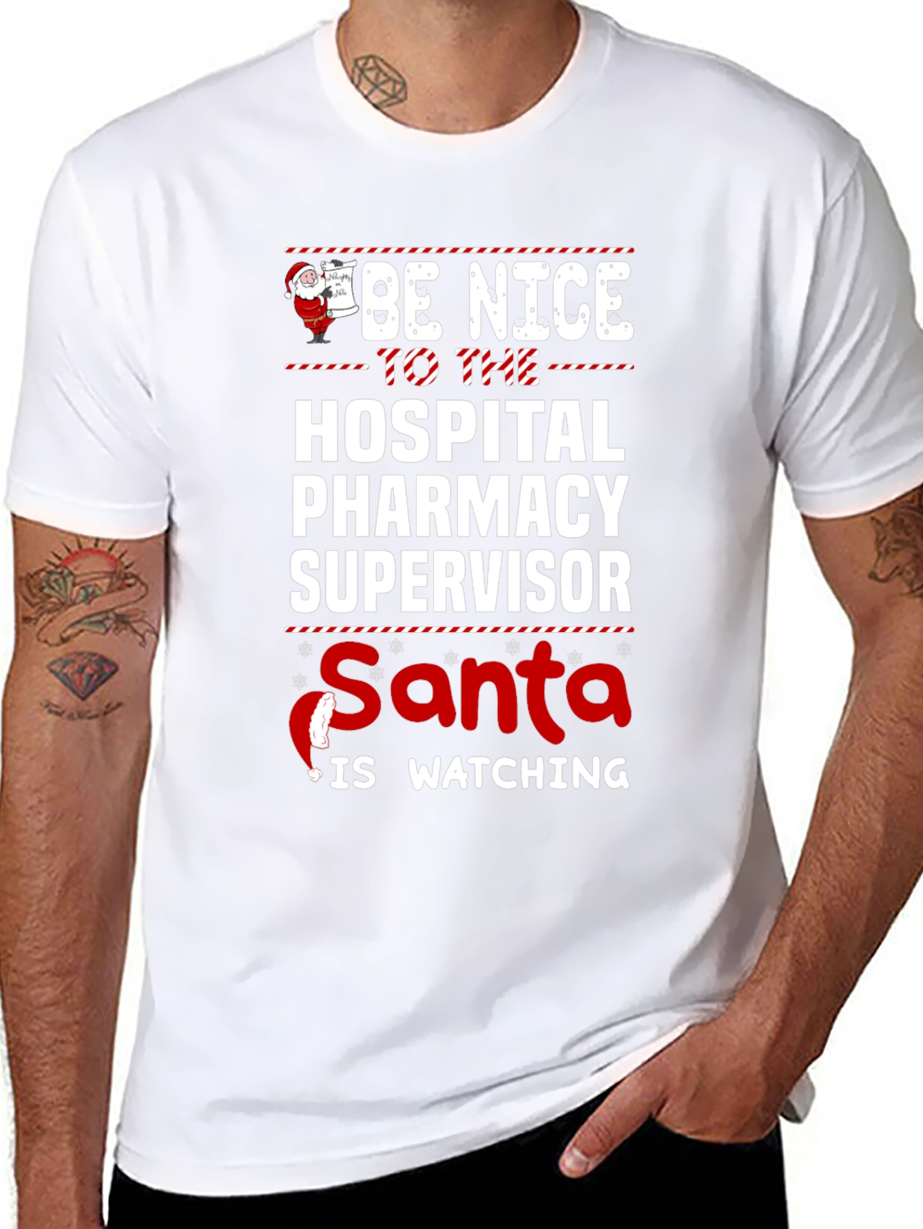 Hospital Pharmacy Supervisor Santa Holiday T-Shirt