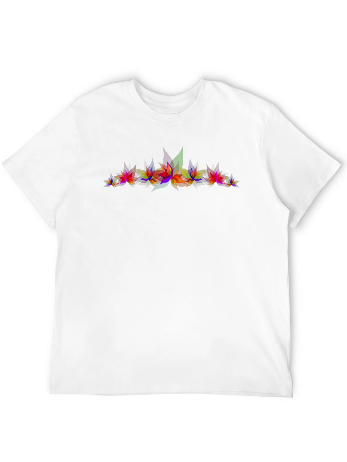 Abstract Geometric Leaves Graphic Print Black T-Shirt