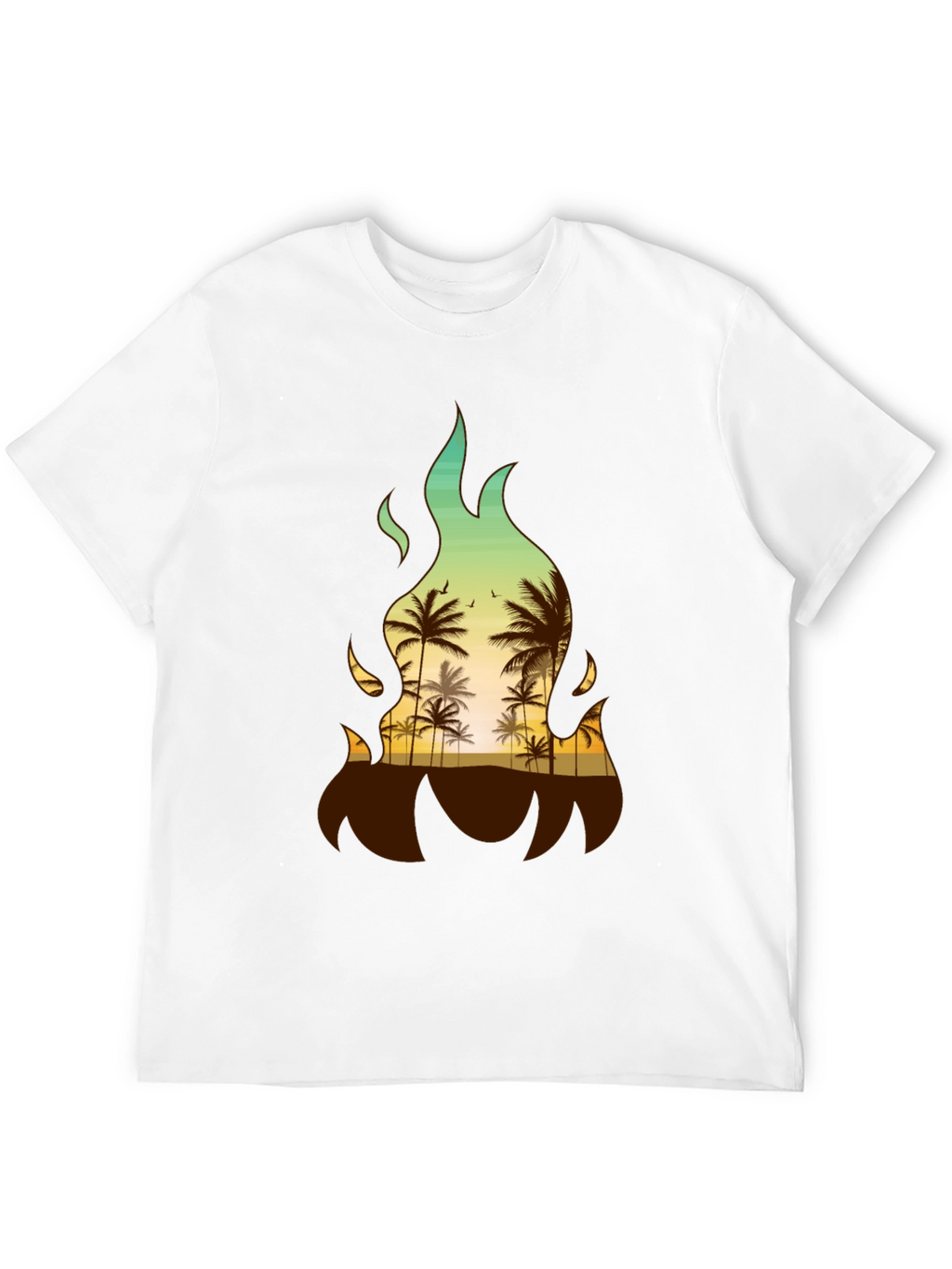 Tropical Fire Palm Tree Graphic Tee