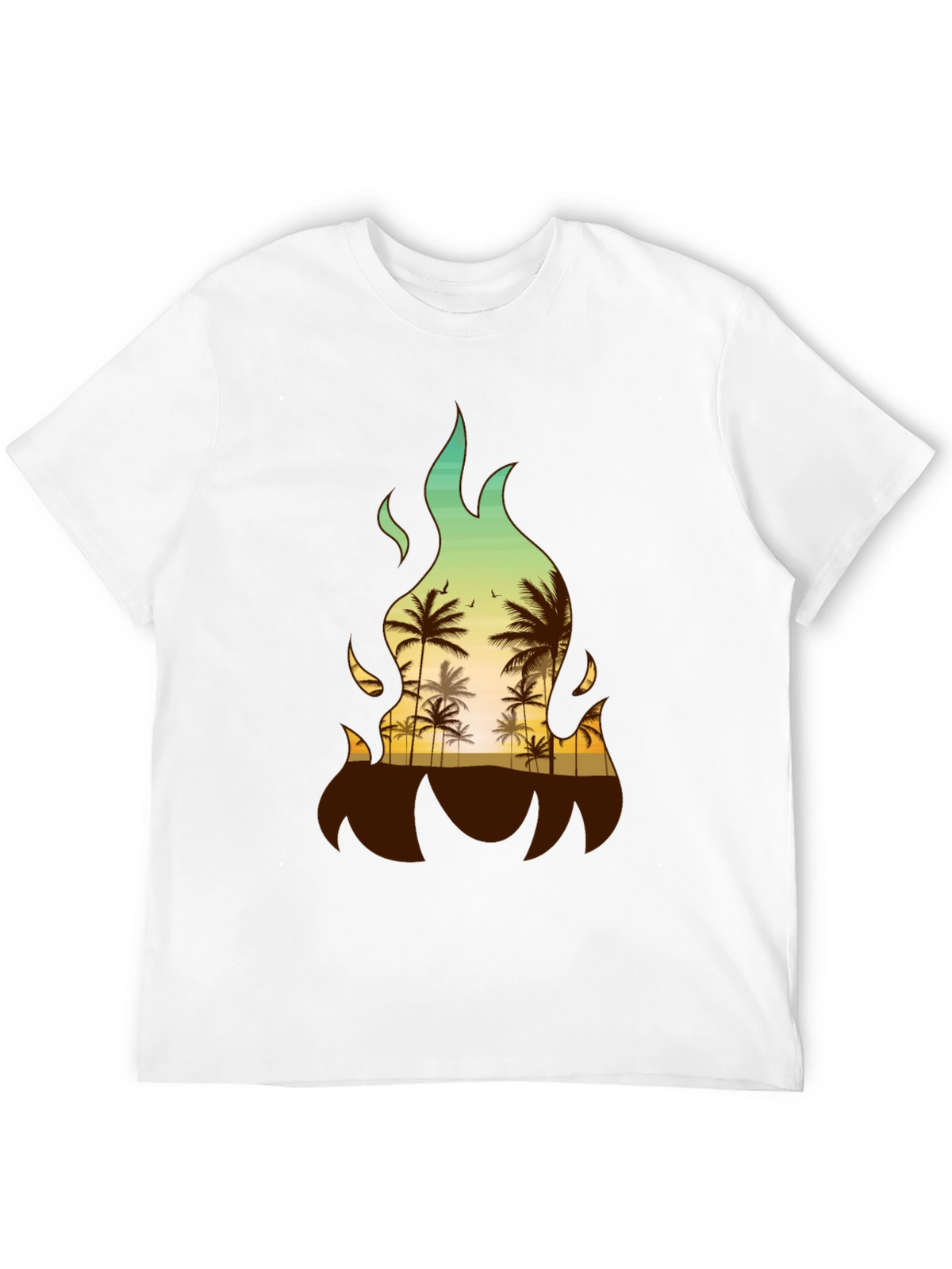 Tropical Fire Palm Tree Graphic Tee