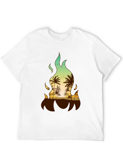 Tropical Fire Palm Tree Graphic Tee