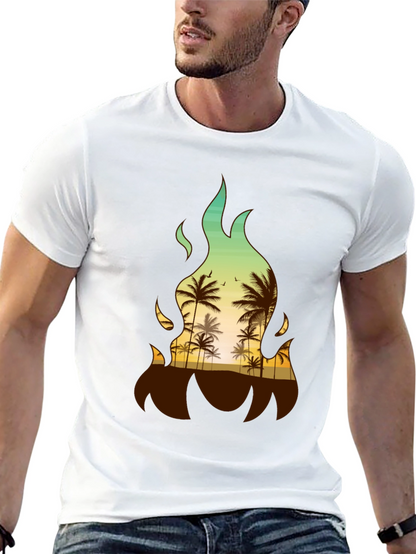 Tropical Fire Palm Tree Graphic Tee