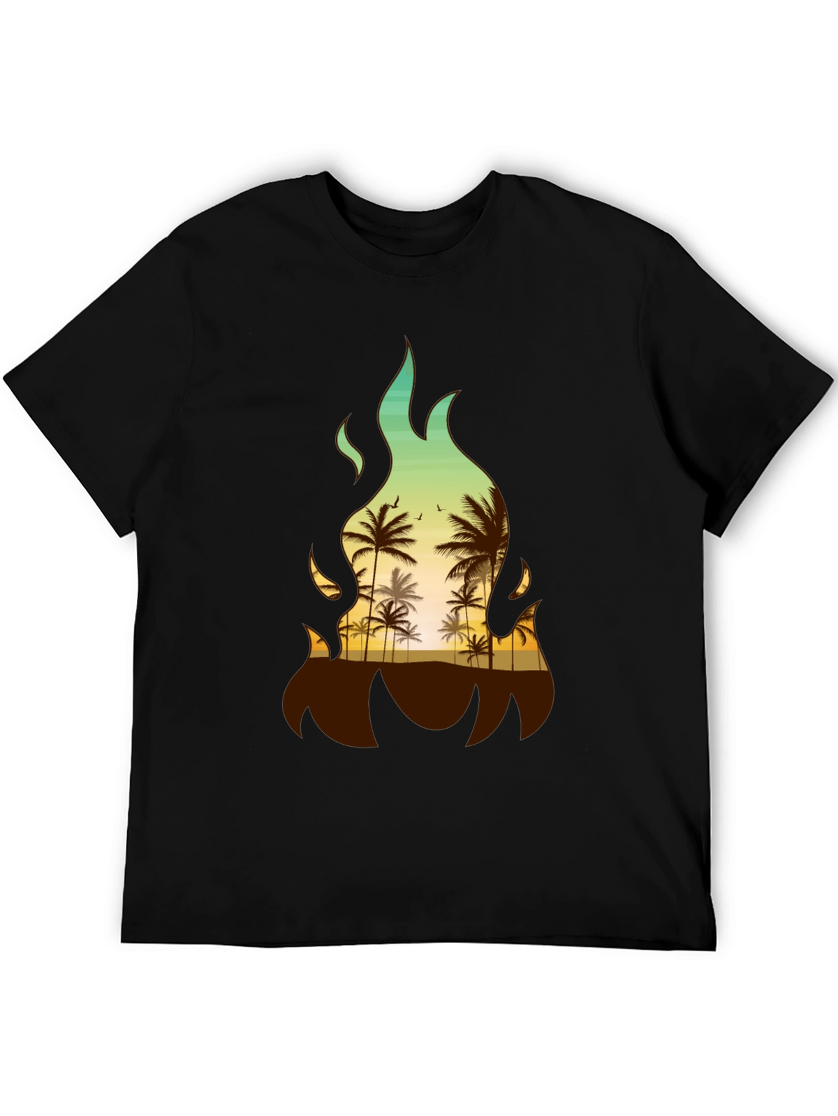 Tropical Fire Palm Tree Graphic Tee