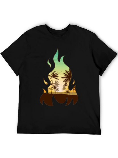 Tropical Fire Palm Tree Graphic Tee