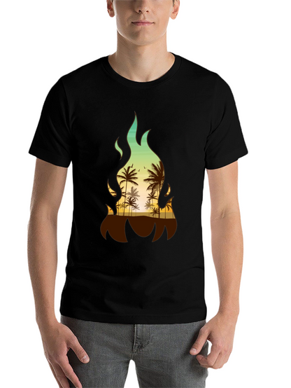 Tropical Fire Palm Tree Graphic Tee
