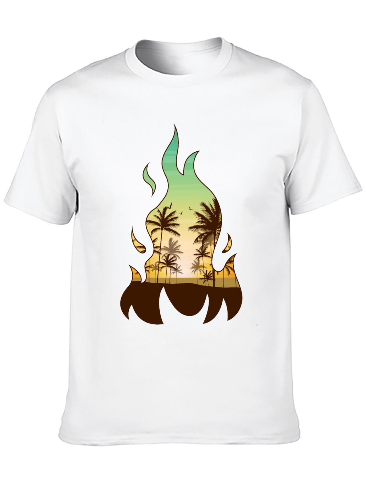 Tropical Fire Palm Tree Graphic Tee