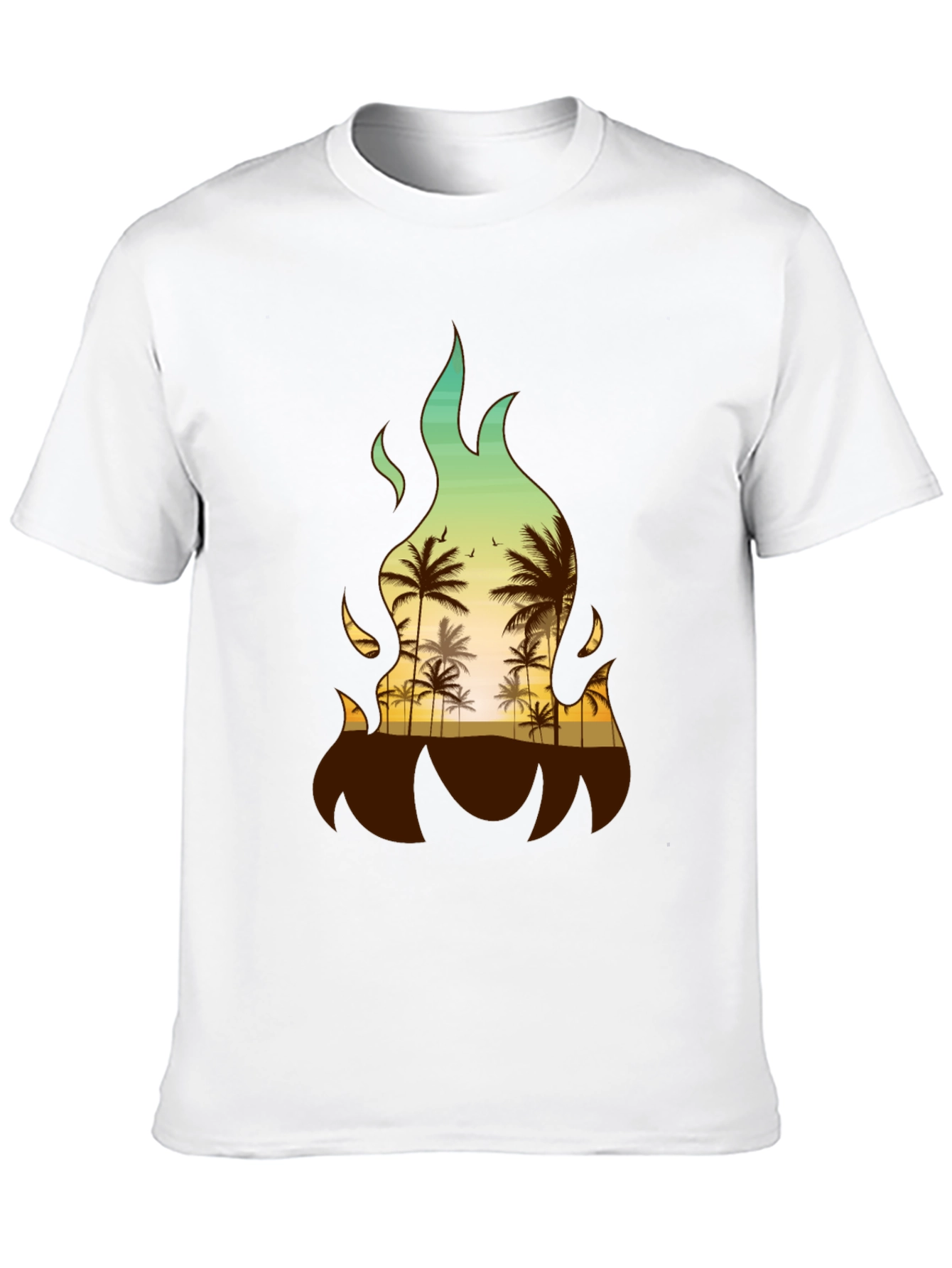 Tropical Fire Palm Tree Graphic Tee