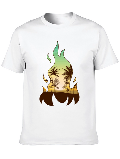 Tropical Fire Palm Tree Graphic Tee