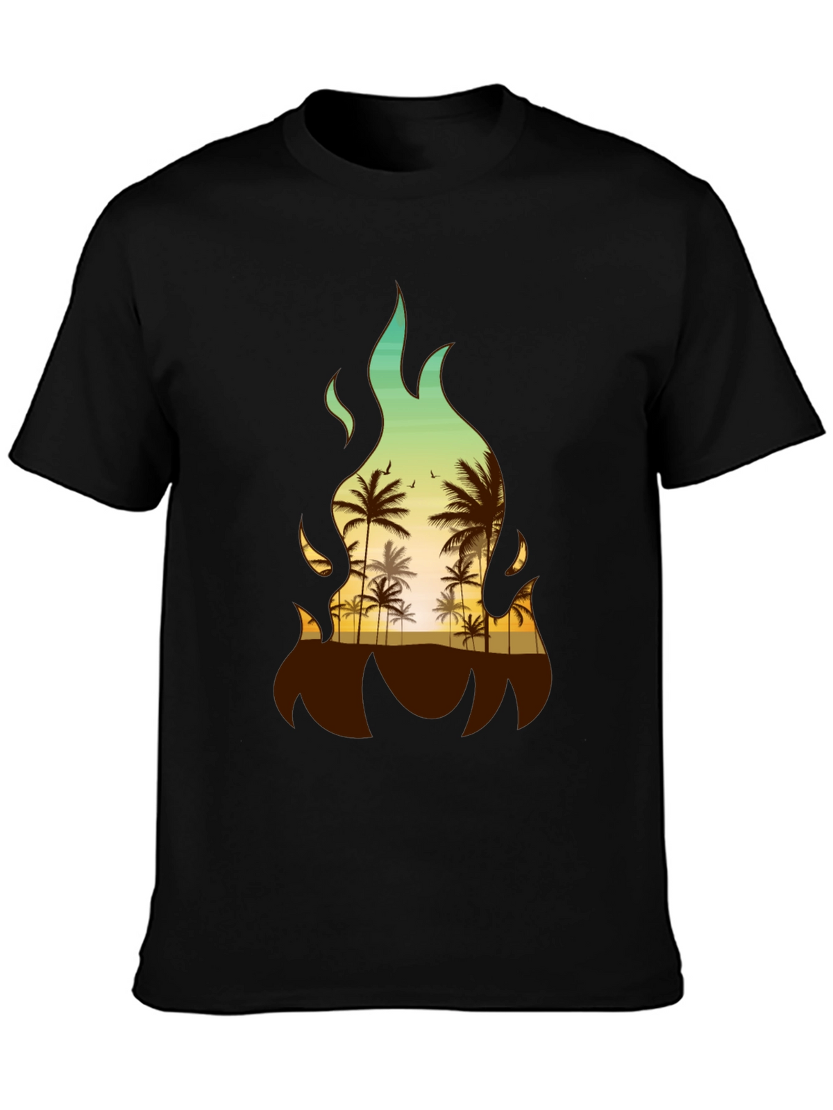 Tropical Fire Palm Tree Graphic Tee