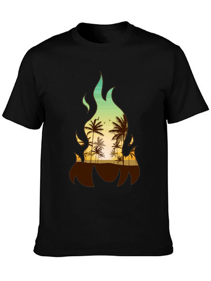 Tropical Fire Palm Tree Graphic Tee