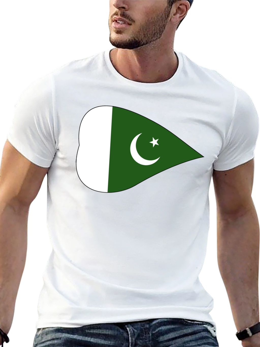 Pakistan Flag T-Shirt - Black Crew Neck Cotton Tee