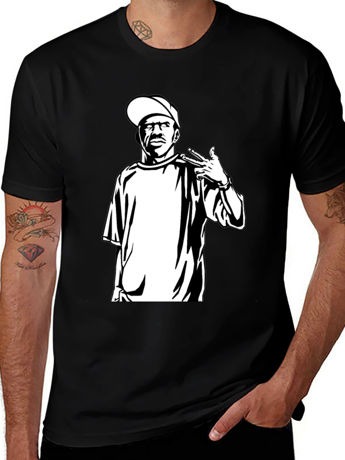 Black T-Shirt with Graphic Print