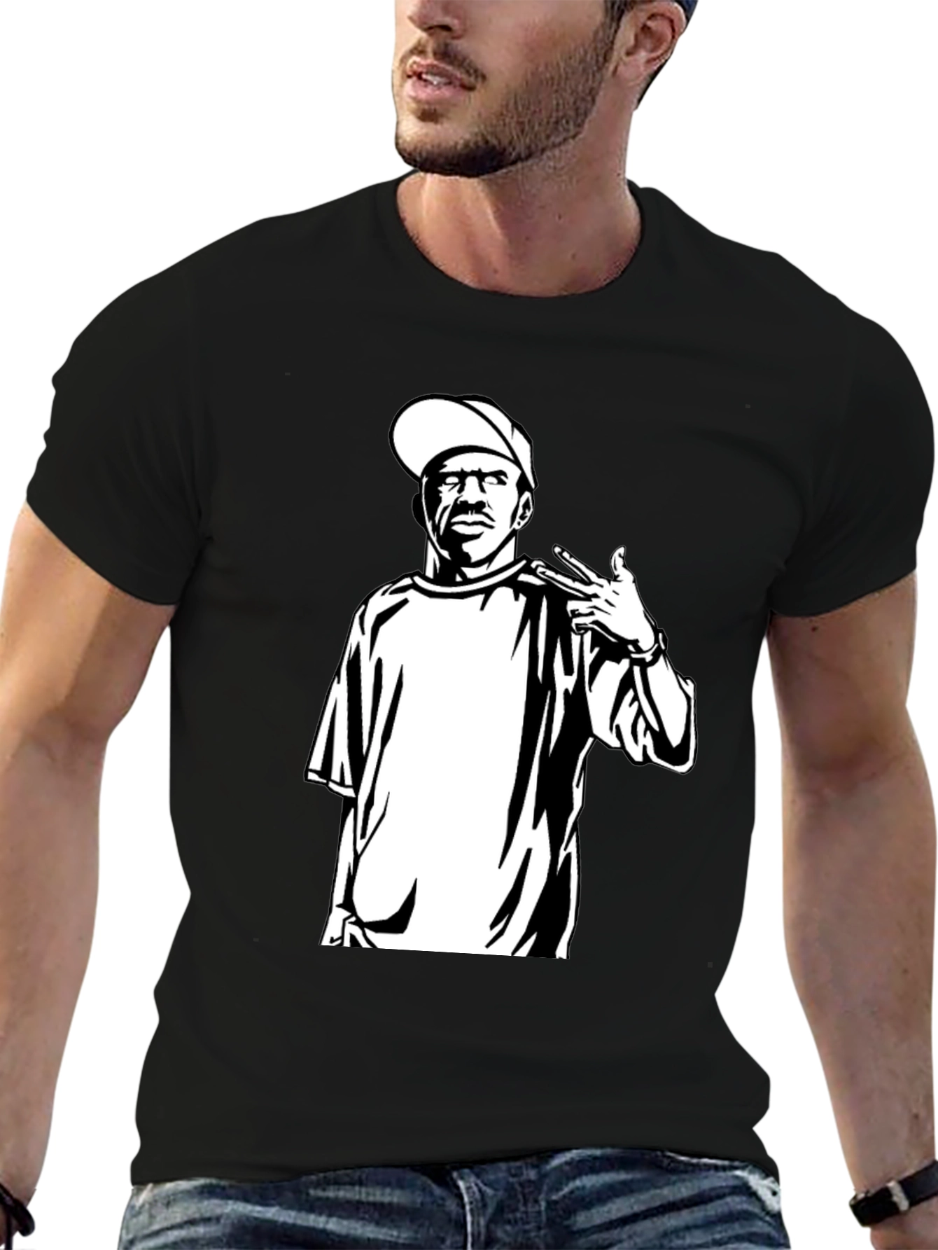 Black T-Shirt with Graphic Print