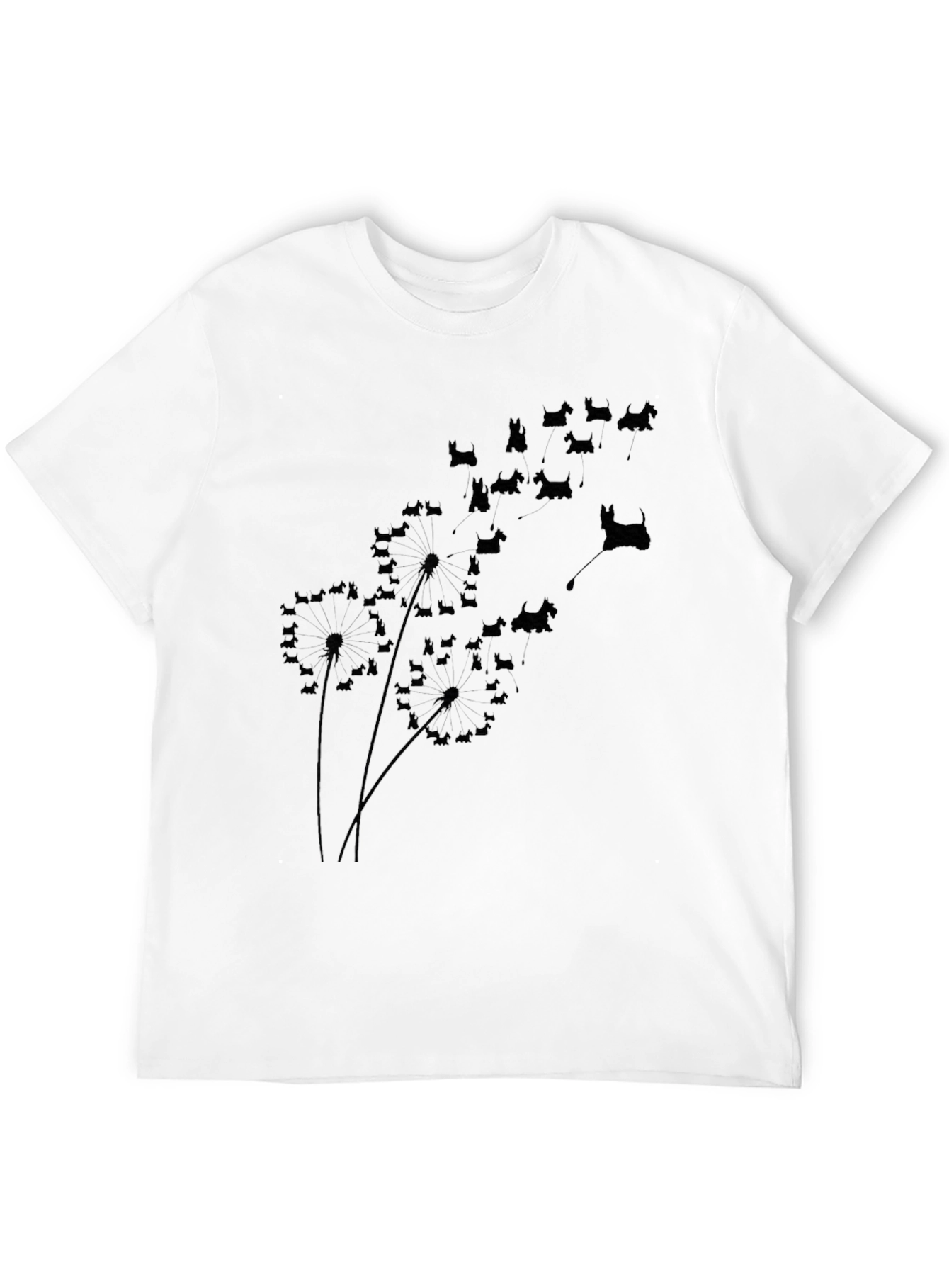 Dog Silhouette Dandelion T-Shirt - Black