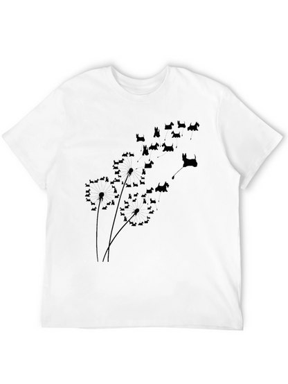 Dog Silhouette Dandelion T-Shirt - Black