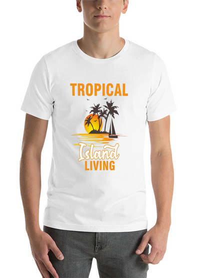 Tropical Island Living Black Graphic Tee
