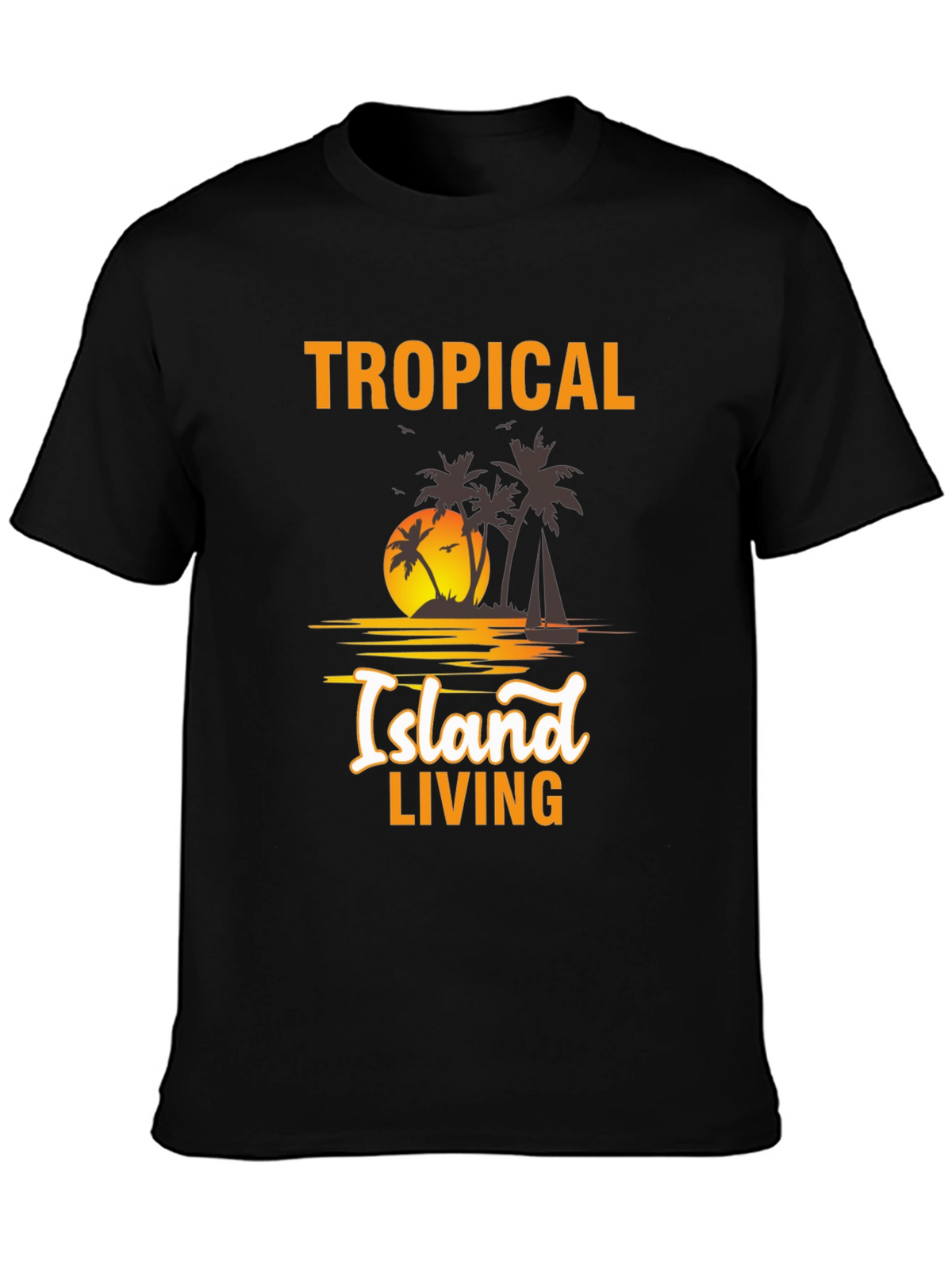 Tropical Island Living Black Graphic Tee