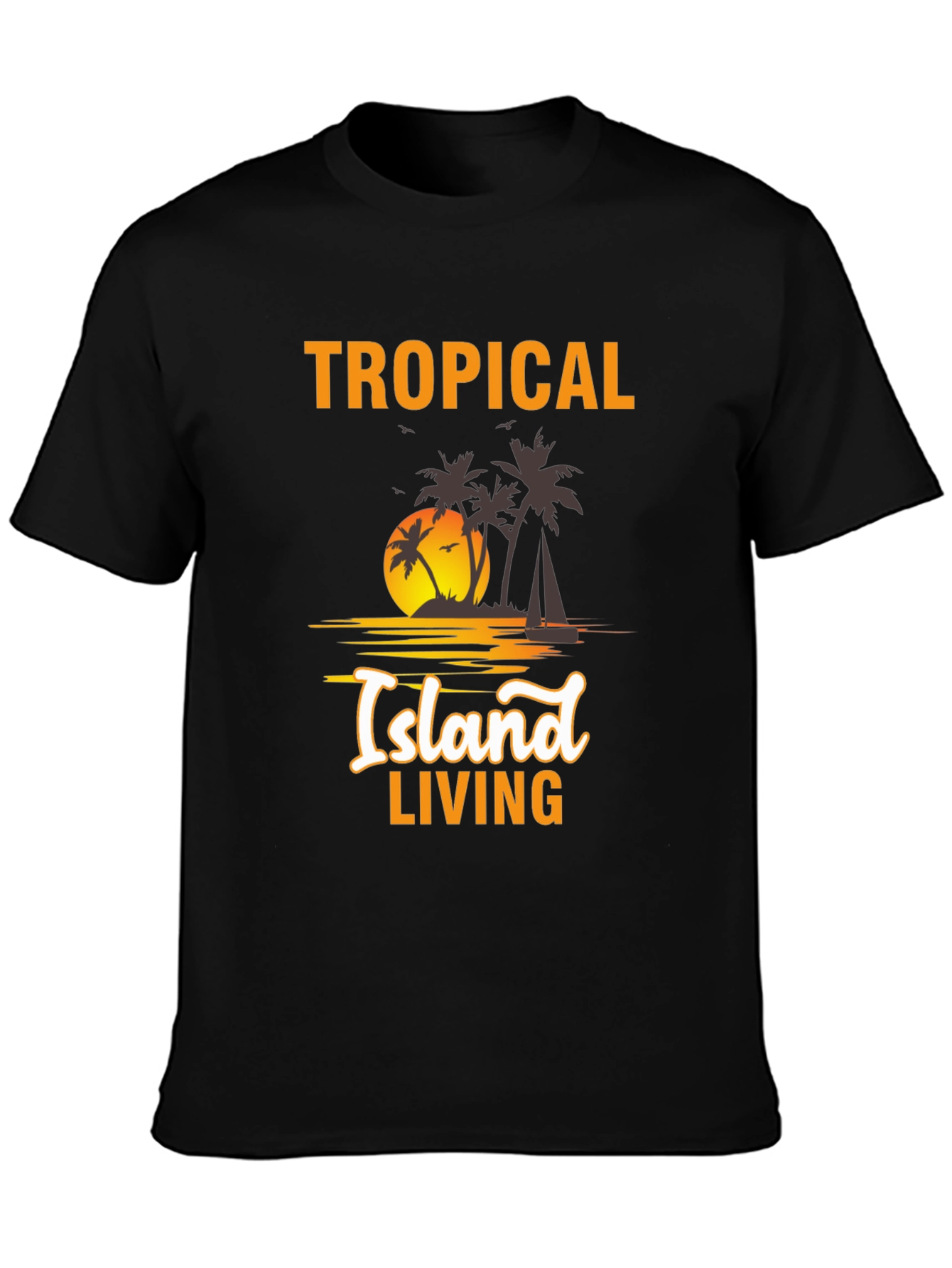 Tropical Island Living Black Graphic Tee