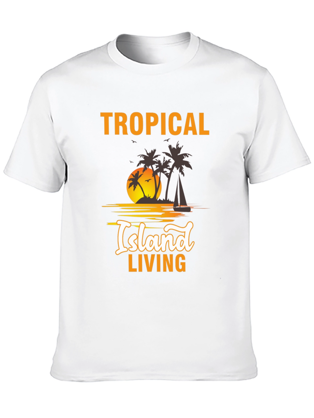 Tropical Island Living Black Graphic Tee