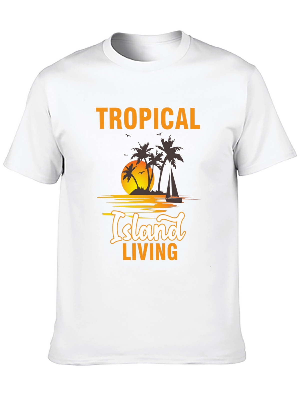 Tropical Island Living Black Graphic Tee