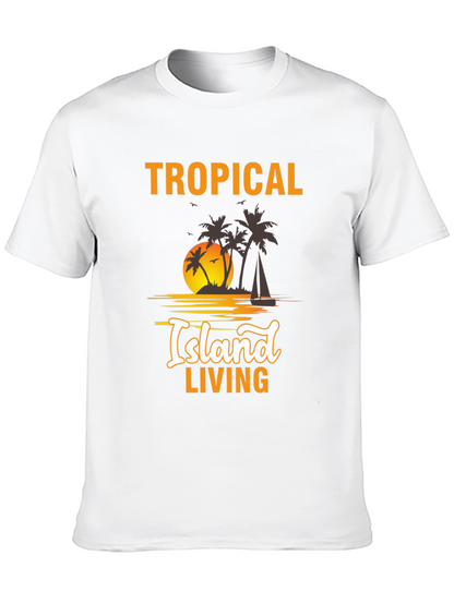Tropical Island Living Black Graphic Tee