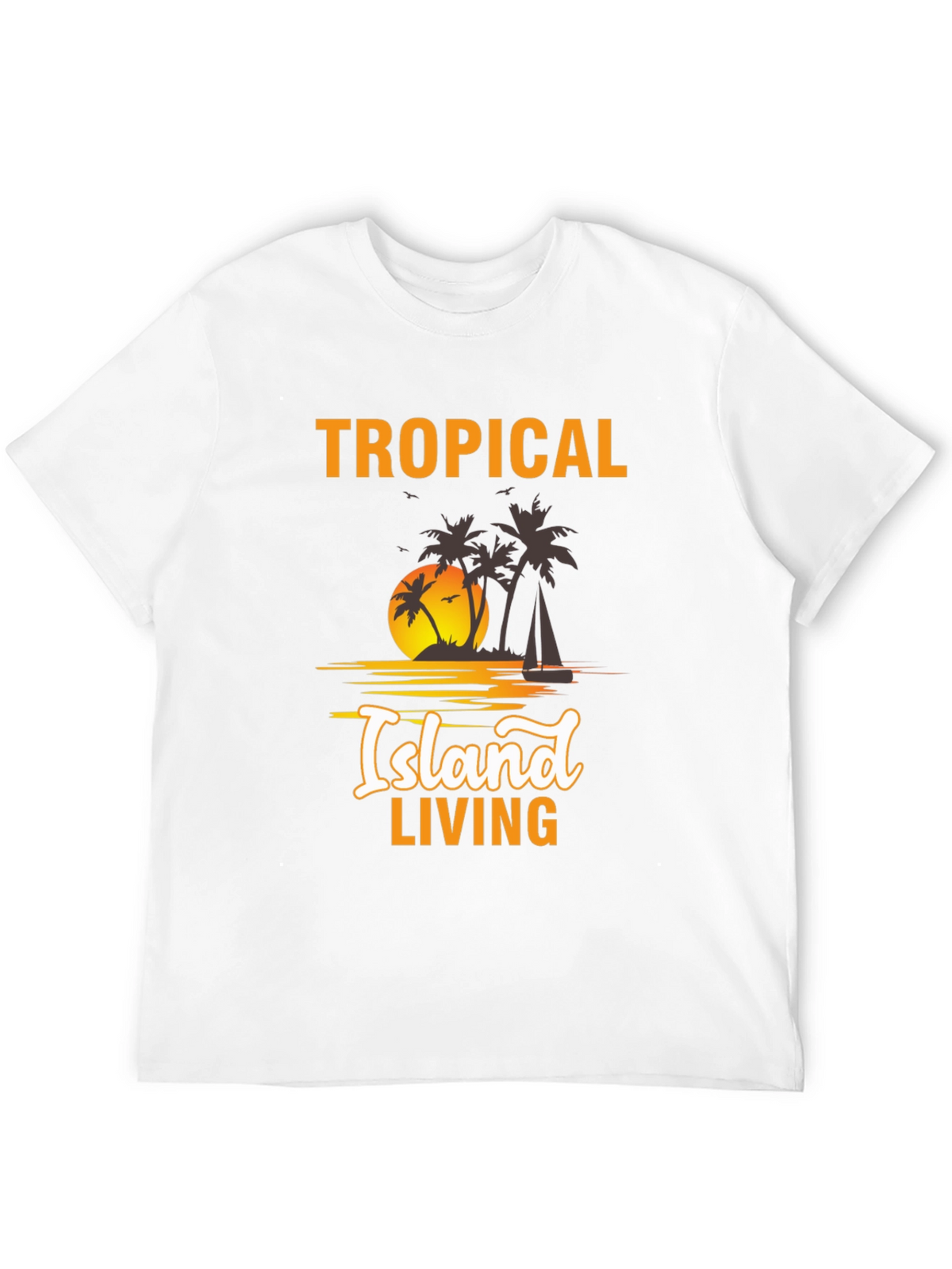 Tropical Island Living Black Graphic Tee