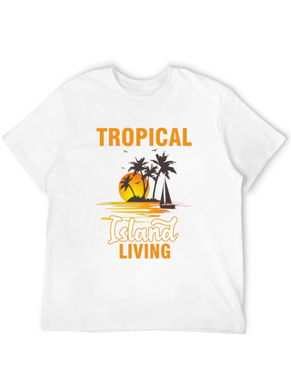 Tropical Island Living Black Graphic Tee