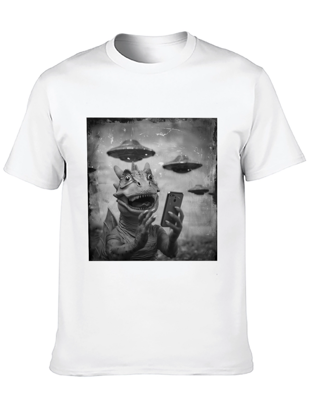 Retro Alien Lizard Selfie Graphic Tee