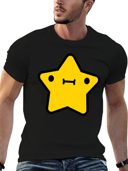 Cute Yellow Star Graphic Black T-Shirt