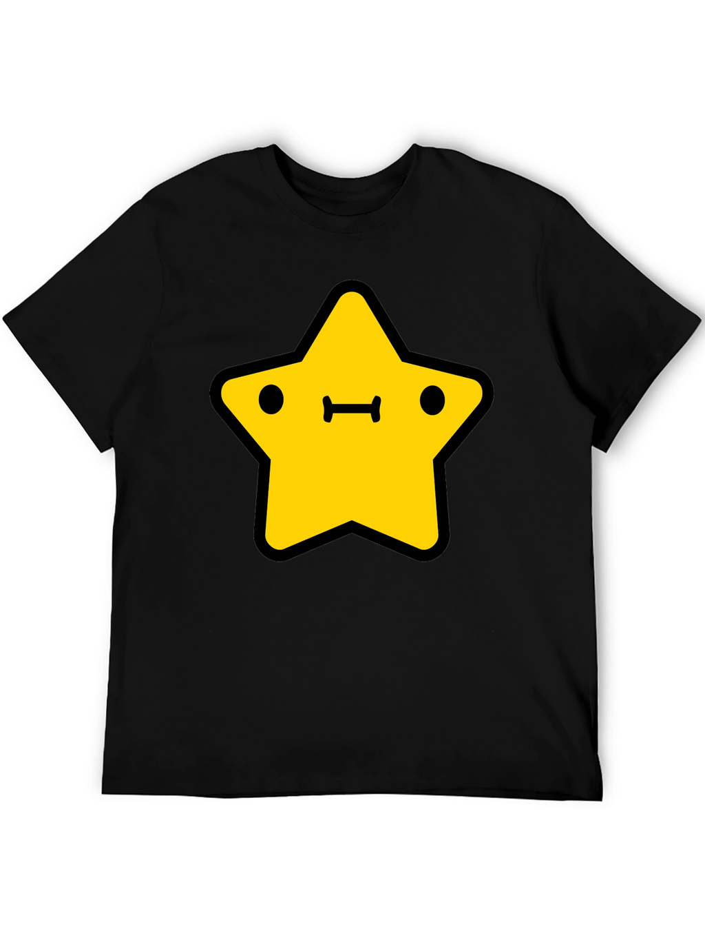 Cute Yellow Star Graphic Black T-Shirt