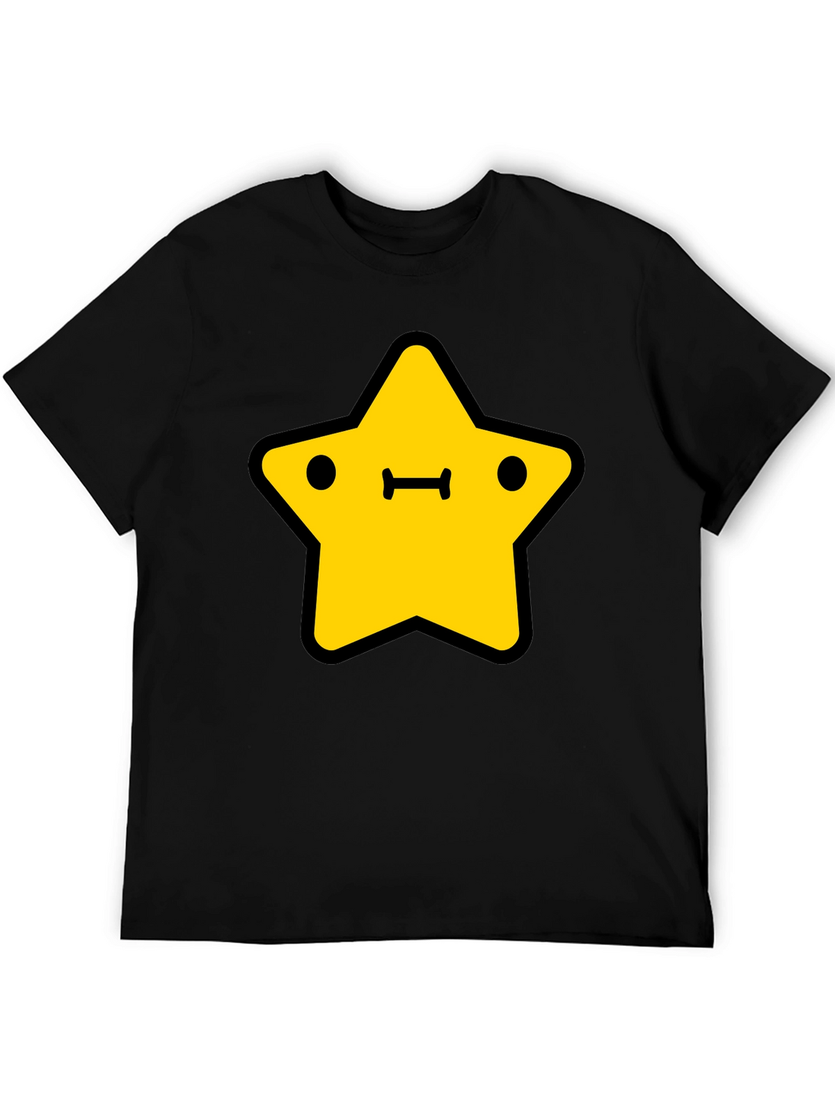 Cute Yellow Star Graphic Black T-Shirt