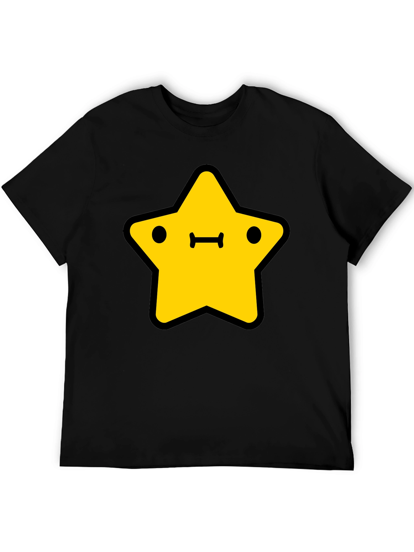 Cute Yellow Star Graphic Black T-Shirt